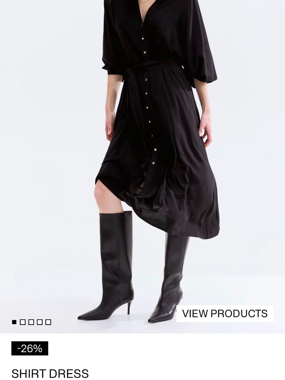 H&M Black Midi Shirt Dress